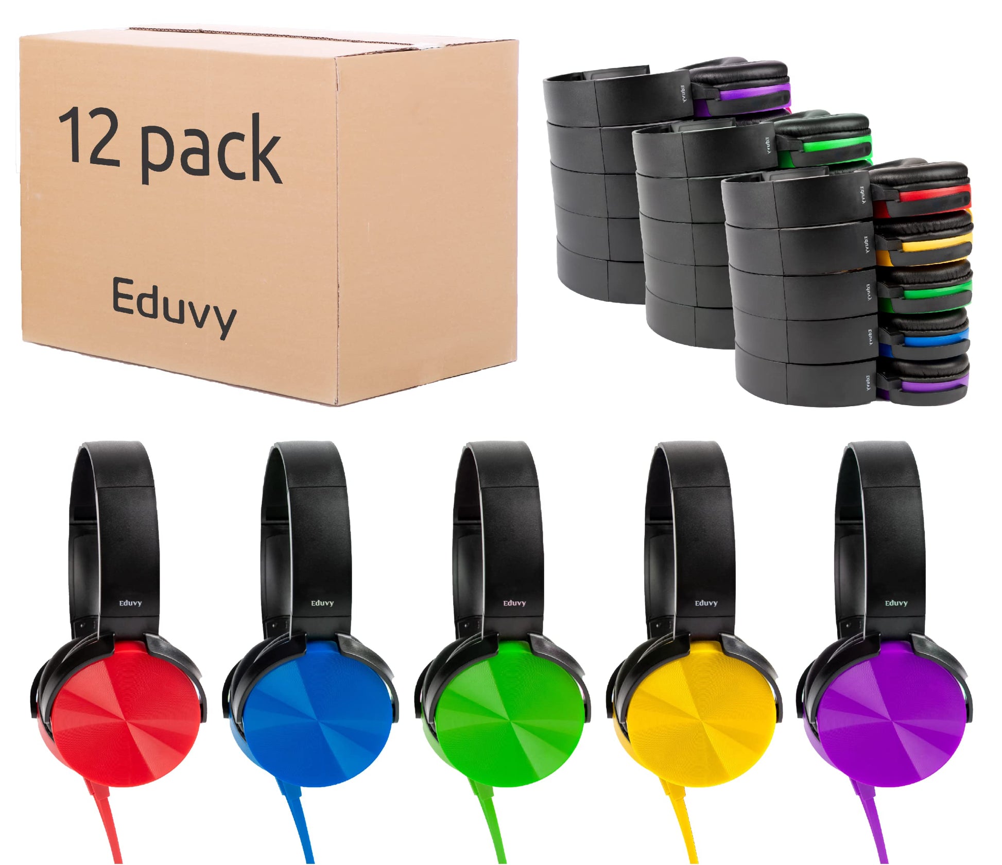 Bulk Headphones for Classroom, 12 Pack Durable Wired School Headphones for Students. Teacher Must Haves Supplies from Elementary to College (Black Color)