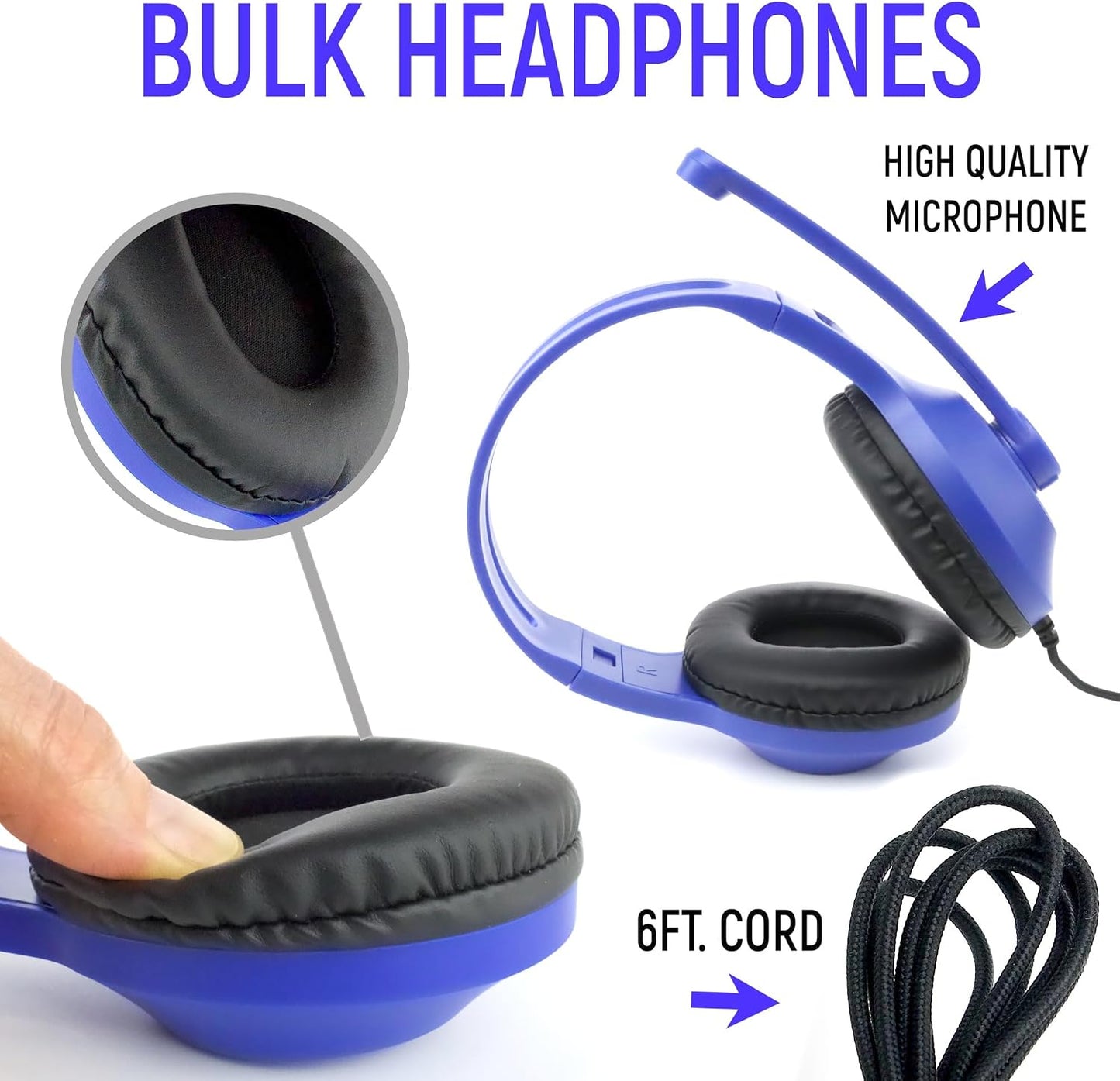 Bulk Headphones for Classroom with Microphone, Heavy-Duty School Pack Wired Headphones for Students with Rotating Boom Mic. Teacher Must Haves from Elementary to College (24 Pack Mixed Color)