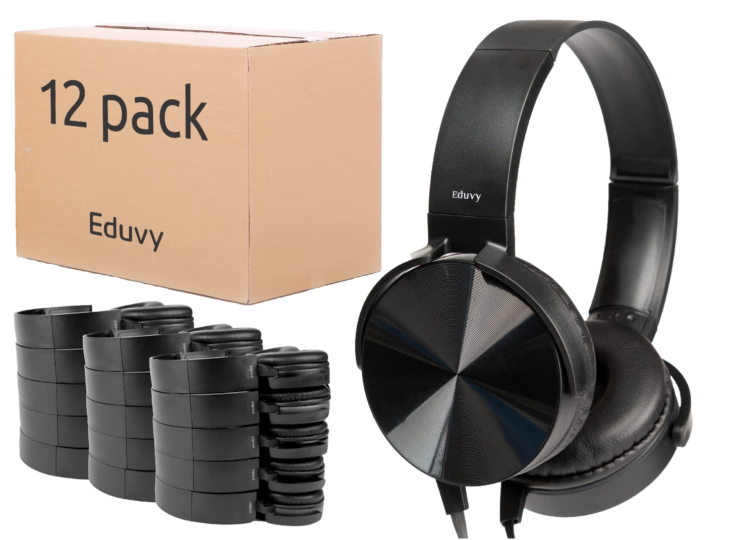 Bulk Headphones for Classroom, 12 Pack Durable Wired School Headphones for Students. Teacher Must Haves Supplies from Elementary to College (Black Color)